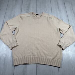 Quince Men XL 100% Organic Cotton Ribbed Crewneck Sweater Tan Cream